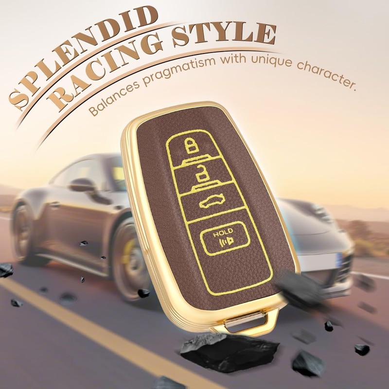 Key Fob Cover with Keychain for Toyota 2018-2024 RAV4 Camry