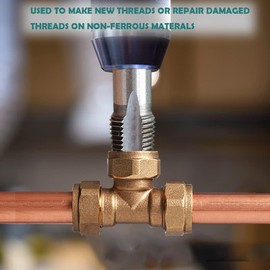 KEWAYO NPT Thread Forming Taps - 5 Pieces 1/8", 1/4", 3/8", 1/2", 3/4" Pipe Taps Set with Storage Box Drill Bits for Cleaning or Re-Thread Damaged or Jam Pipe Threads, High-Speed Steel Material