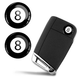 SkinoEu 2 x Diameter 14 mm Billiard Ball Black Number 8 Key Emblem Stickers for Remote Control Car Moto Logo Key Badge Tuning KSK 17