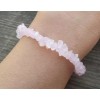 NATURAL ROSE QUARTZ STONE GEMSTONE STRETCHY CHIP BRACELET