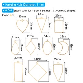 PATIKIL 80pcs Open Bezels, Resin Bezels Pendants Mold Open Back Bezels Geometric Pressed Charm Bulk Alloy Hollow Frame for Resin Jewelry Making Earrings Necklace, Silver Gold