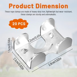 BangBoom 20 Pieces Metal Double-Ended Rope Clamps, 1/4" Heavy Duty Rope Loop End Clip, Zinc Plated Rope Crimp for Twisted or Braided String Cord 14/45" (8 mm) to 2/5" (10 mm) (20)