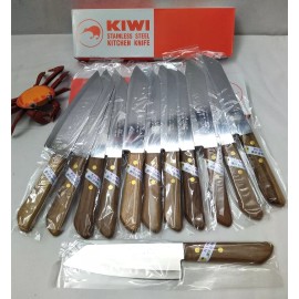 Kiwi Box of 12 KIWI Utility Knife 171 Stainless Steel Wood Handle - Made in Thailand