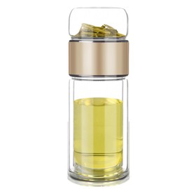 Botella de té con infusor, taza infusora de té vidrio doble capa 500 ml, taza vidrio transparente a prueba fugas para viajes, deportes al aire libre