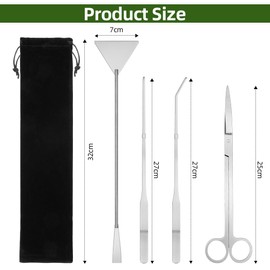 Flintronic Aquascaping Tool, 4 in 1 Aquarium Aquascape Tools Kit, Anti-Rust Aquatic Plant Aquascaping Tool, Stainless Steel Long Tweezers Scissors Spatula for Cleaning Fish Tank (Silver)