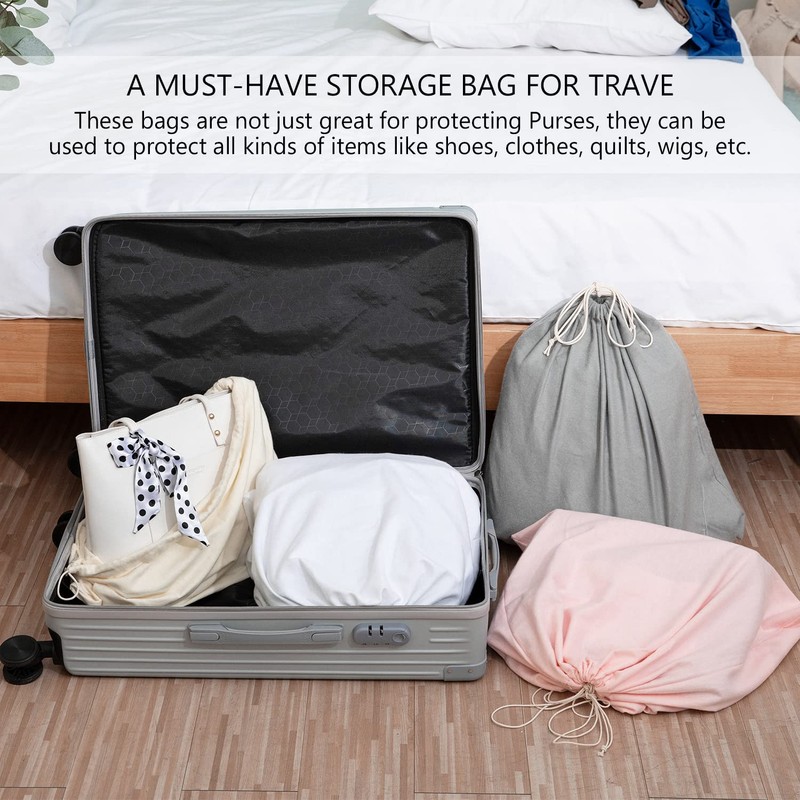 HAMBOLY 100% Cotton Bags 5 Pack Dust Cover Storage Pouch