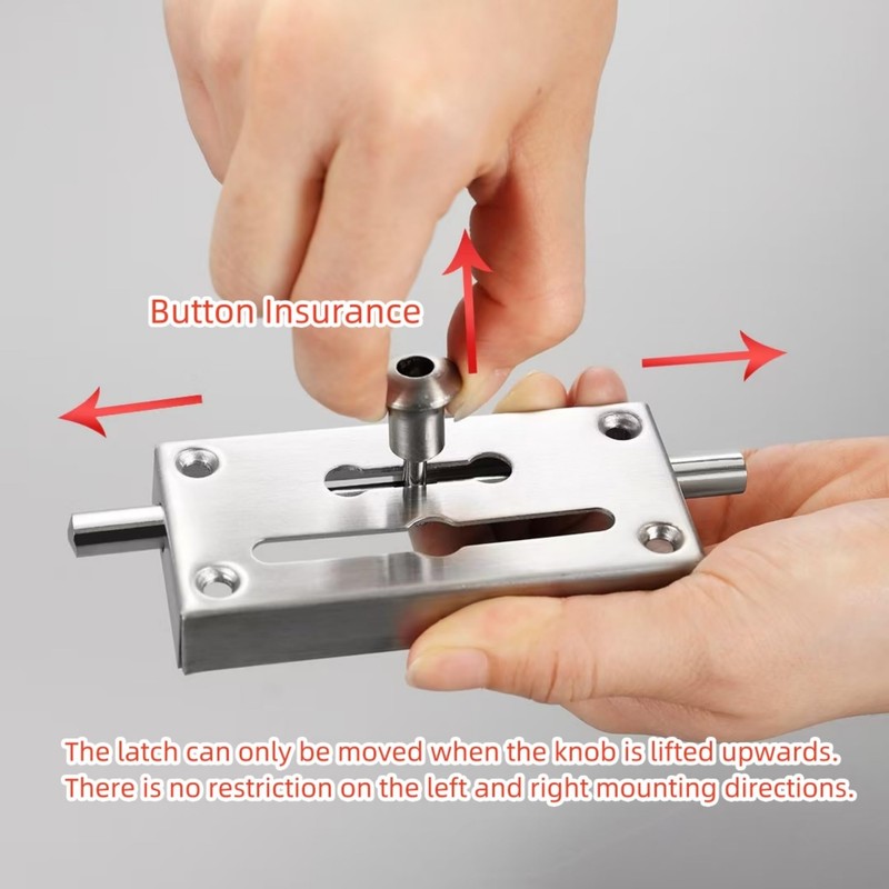 Stainless Steel Anti-hotlink Latch, Sliding Bolt Latch with Chain, Household