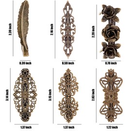 6 Pieces Vintage Hairpin Set Metal Brass Color French Barrettes Retro Flower Hair Clips for Women Girl Christmas