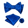 RBOCOTT Royal Blue Paisley Self Tie Bow Tie Bowtie and