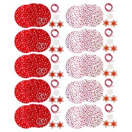 HEKU Fabric Caps for Preserving Jars, Pack of 30, Red/White, Star Motif, Reusable, Includes Decorative Tags and Cord, Ideal for a Wide Range of Jars