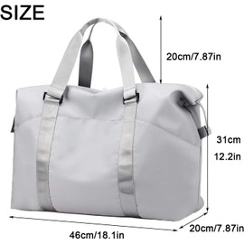 Sports Gym Bag for Women, Duffle Bag with Wet Pocket Compartment, Personal Item Travel Workout Bag (Grey)