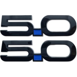 Pair Set 5.0 Emblem Door 3D Fender Side Badge Right Left Decals Stickers Replacement for 2015-2022 Latest Mustang GT 150 (Black Blue)