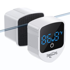 SEAOURA 2-in-1 Mini Aquarium Magnetic Cleaner with Digital Aquarium Thermometer, Fish Aquarium Magnetic Brush only for Glass Fish Tank,Tiny Magnet Cleaner Floating Cleaning Tool for 1-30 Gallons