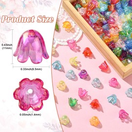 Ipotkitt - 300 abalorio de acrílico chapado en rayos UV, abalorio de flores iridiscentes, abalorio florales de primavera de color aleatorio, para accesorios de decoración de joyas