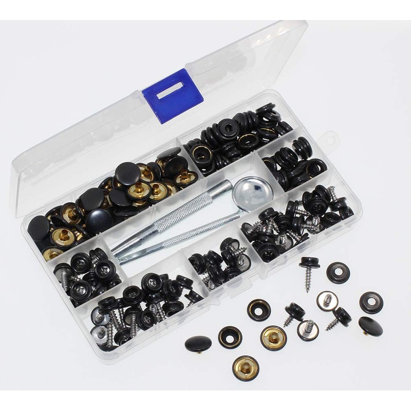 BetterJonny 180pcs Screw Push Button, 60 Sets Stainless Steel Snap