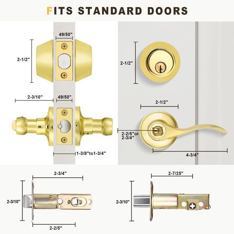 Brotima 3 Pack Exterior Door Lock Set, Double Cylinder Deadbolt