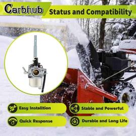 Carbhub HUAYI Carburetor HUAYI for Ariens 20001027 Compatible with Husqvarna Fits for Poulan Pro 532436565 with LCT 208cc Snow Engine with Fuel Filter Primer Bulb