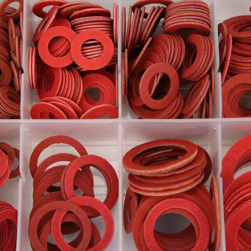 Insulating Spacers, Paper Seals, 600 Pieces, 12 Sizes, Red Steel