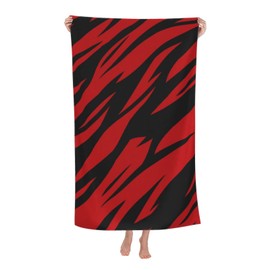 LMNSWDA Tiger Stripes red and Black Beach Towels Oversized Soft High Absorbent Quick Dry Bath Towels Pool Towels Travel Beach Towels for Kids Adults
