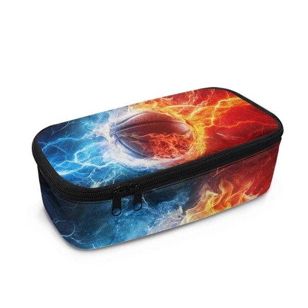 Renewold Basketball Large Capacity Pencil Case with Zipper Aesthetic Pen
