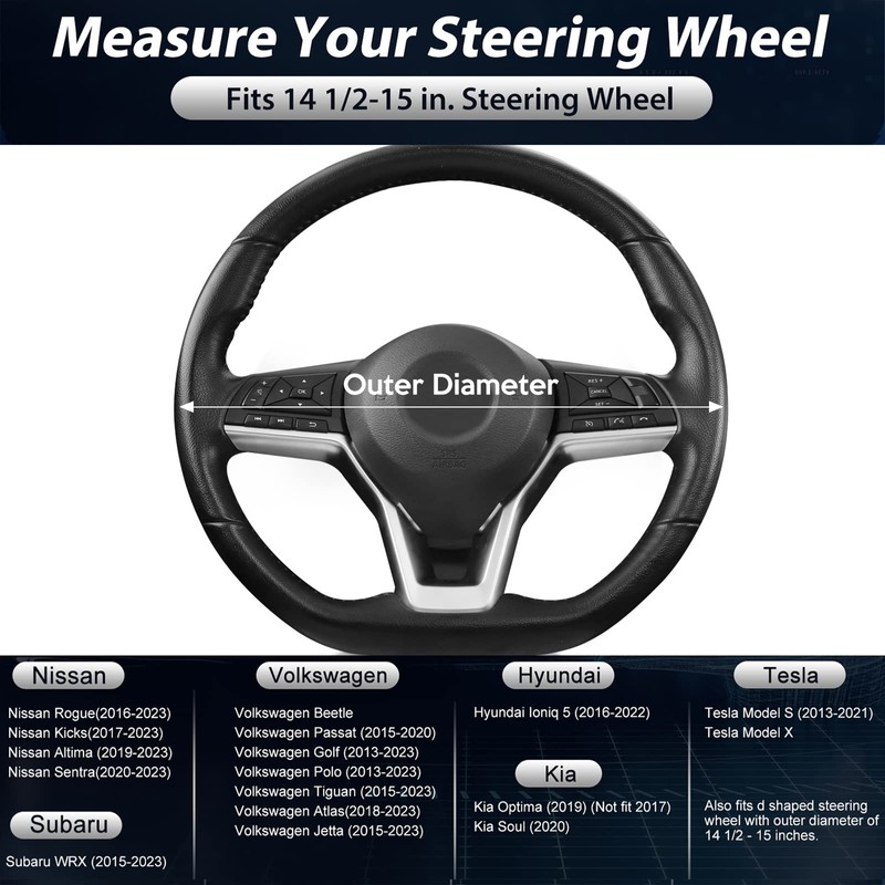 SEG Direct Flat Bottom Steering Wheel Cover, D Shaped Car