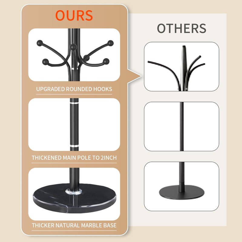 LOZABEE Metal Coat Rack Stand, Modern Freestanding Coat Rack with