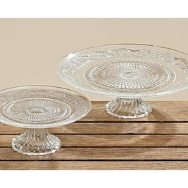 Boltze Tortenplatte Relief (ø 18 cm, für kleine Torten / Gebäck geeignet, Glas mit Muster, Klarglas) 5381600