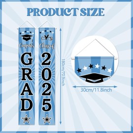 Yochamc Class of 2025 Graduation Banner - Light Blue, 72" x 12" - Grad Porch Sign, Congrats Grad Banner, Indoor/Outdoor Use