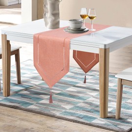 LLCUTESHOP Orange Table Runner, 32 x 180 cm, Modern, Innovative Design, Plain Linen Table Runner, Washable, High-Quality Table Runner, Wheat Ear Design for Dining Room, Party, Holiday Decoration