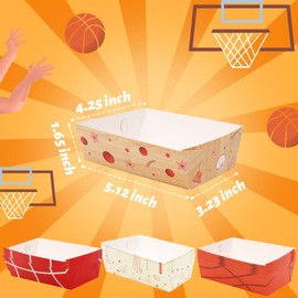 WorldBazaar Basketball Food Trays 60 Pcs Paper Snack Tray Disposable Serving Trays Basketball Party Supplies Basketball Party Decorations Birthday Sports Party Favors
