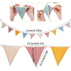 QFGasre Pennant Banners Triangles Bunting Flag Fabric Garland Organic Cottons Bunting for Nursery Decor Birthday Boho Wedding Shower Party Event