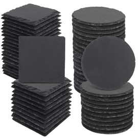 60 Pack 4 Inch Slate Coasters,Coasters for Drinks, Black Stone Coasters with Anti-Scratch Bottom, Ideal for Home Decor, Bar, Housewarming Gifts, and Laser Engraving KUKLIPJIM