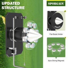 SporGain [Update] Lawn Mower Blade Balancer, High Precision with Magnetic for Adjustable Blade Holder, Wall Mounted Blade Balancing Tool, Black