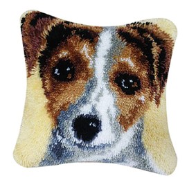 EPRHAY Latch Hook Rug Making Kits Dogs Cushion Cover Craft Embroidery Dog for Kids Adults, 43 x 43cm
