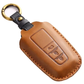 Kinotaka Genuine Leather Smart Key Case for Toyota RAV4 CH-R Prius 50 Series Camry Crown 220 Series Land Cruiser Prado 150 Late Corolla Key Cover (Brown), Braun