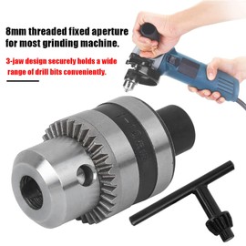 FLEXMAN Mini Electric Drill Chuck, 0.1 to 0.4in 3 Jaw Clip Key Type Drill Chuck with 8mm Fixed Hole, Versatile Power Tool Accessory for Table Grinding Machine and Drill Drilling, Grinding, Polishing