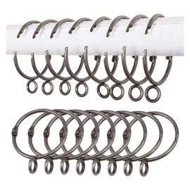 INCREWAY Curtain Rings, 16Pcs Sliding Eyelet Rings Metal Open and Close Drapery Rings Drape Sliding Curtain Pole Rings Hooks for Window Rods Shower Curtains, 1.5 Inch Inner Diameter,Gun Black