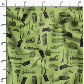 Soimoi Green Japan Crepe Satin Fabric Gardening Tools & Hardware Printed Craft Fabric by the metre 42 Inch Wide