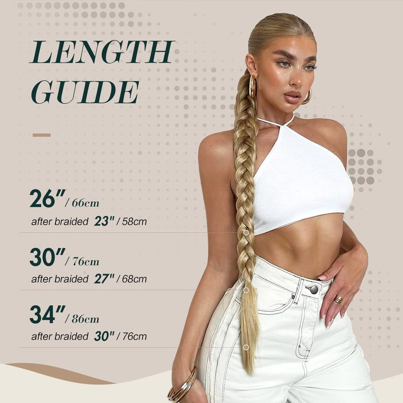 FESHFEN Braid Extensions Ponytail Extension with Scrunchie, Long Ponytail Braided
