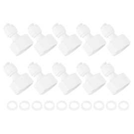 sourcing map 10Pcs Straight 1/2 Inch NPT Female to 1/4 Inch Tube OD Quick Tube Connector Push to Connect Tube Fittings Hose Connector for RO Reverse Osmosis System, with Rubber Rings