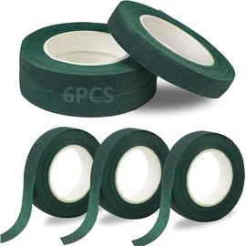 6 Roll Floral Tape 1/2inch Flower Tape Dark Green, Floral Tapes for Bouquet Stem Wrapping and Floral Crafts, Wedding Bouquet