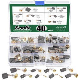 Keadic 40Pcs 10 Sizes Electric Motor Carbon Brushes Replacement Assortment Set, Power Tool Motor Brush for Grinder & Electric Motors