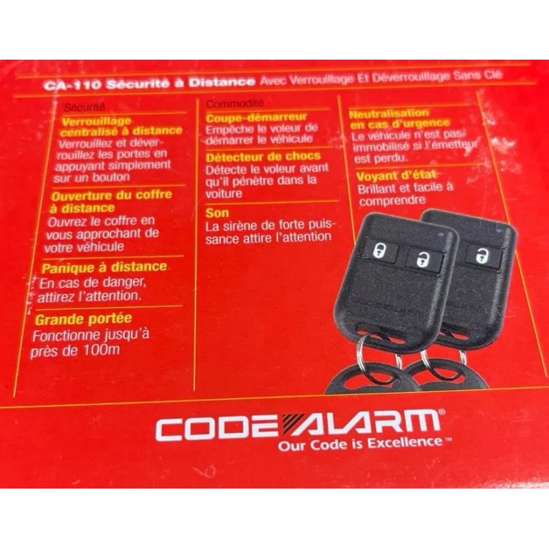 CODE ALARM CA-110 CAR ALARM REMOTE SECURITY WITH KEYLESS ENTRY