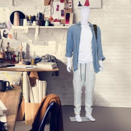 SEGAWE 73"H Male Mannequin Full Body Realistic Display Head Turns Dress Form Base White