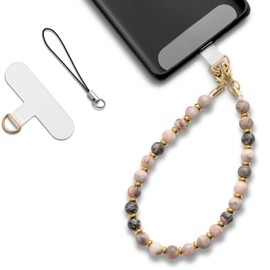 MORSUNBELA Universal Phone Chain Short Phone Chain Hand Wrist Strap Lanyard Cell Phone Charm Phone Women's Chain Beads Zebra Pink Phone Chain