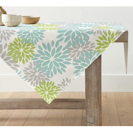 Artoid Mode Flowers Green Dahlia Spring Table Linen, Summer Seasonal Kitchen Table Decoration Indoor Holiday Party Decor 100 x 100 cm