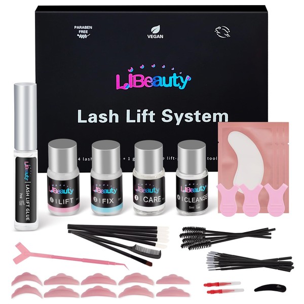 Libeauty Eyelash Perm Kit Lash Lift System With New Lash Curl Pads Fast Lifting Eyelash Lamination Set Suitable for Salon & Home Use…