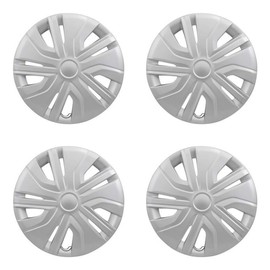 New Wheel Covers Hubcaps Fits 2017-2020 Mitsubishi Mirage; 14 Inch; 10 Spoke; Silver Color; Plastic; Set of 4