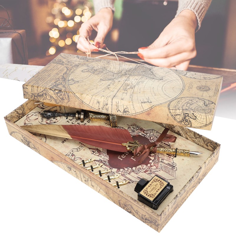 Quill Pen Set Feather Writing Drawing Dip Pen Students Teacher