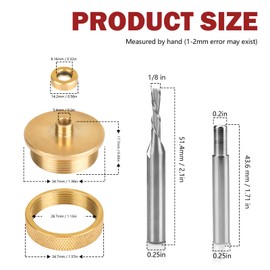 Router Inlay Bushing Kit 9500 Replacement for Whiteside 9500 Solid Brass Router Inlay Kit Fit for Router Inlay Bit Kit 1/4 Templates.